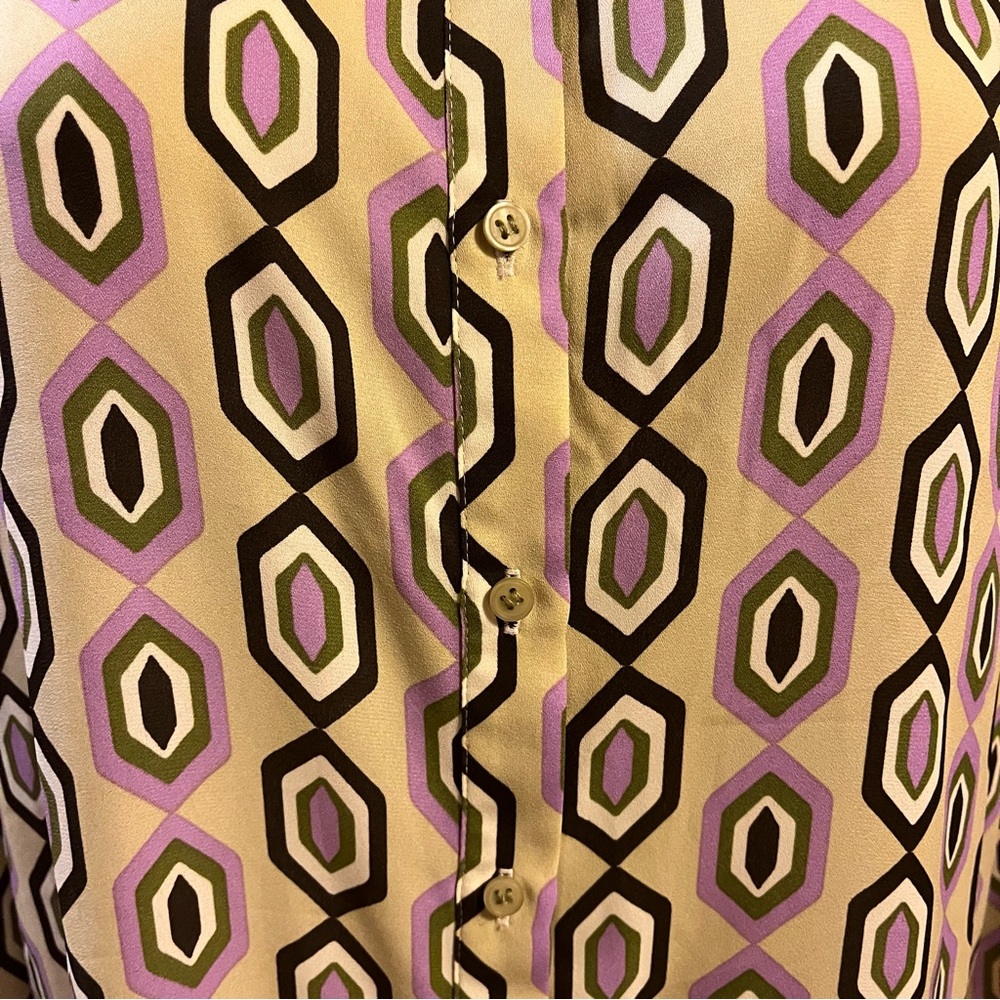 Pleione Abstract Print Button Down Blouse Xl - image 3